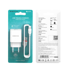 Мережевий зарядний пристрій Borofone BA20A Sharp 2.1A Lightning