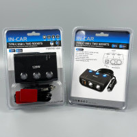 Розгалужувач прикурювача in-car 1659 120W (2 прикурювачі +QC4.0+PD3.0, DC12-24V)