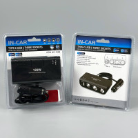 Розгалужувач прикурювача in-car 1658 120W (3 прикурювачі +USB+Type-C, DC12-24V)