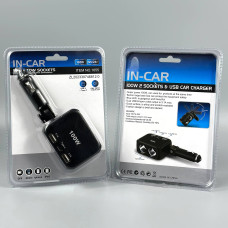 Розгалужувач прикурювача in-car 1655 100W (2 прикурювачі +2USB+Type-C, DC12-24V)