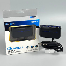Розгалужувач прикурювача in-car 1638 Led 120W (2 прикурювачі + 2*USB, DC12-24V)