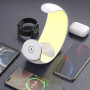 Бездротовий зарядний пристрій Mini Moon 4in1 + RGB нічник Magnetic (для iPhone, Smart Watch, Pods)