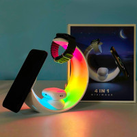 УЦІНКА Бездротовий зарядний пристрій Mini Moon 4in1 + RGB нічник Magnetic (для iPhone, Smart Watch, Pods) (пошкоджена упаковка)