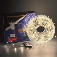 Гірлянда Мішура Xmas зелений провід, таймер, пульт ДУ 6Вт WW-2 від 220V+USB 30m (Теплий)