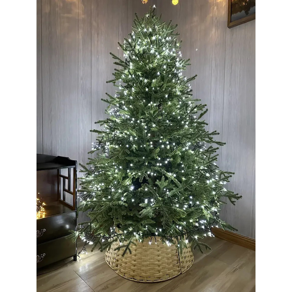 Гірлянда Мішура Xmas срібний провід, 8 режимів світіння, пульт ДУ W-1 900LED 220V 30m (Білий)