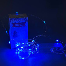 Гірлянда Xmas LED 30 3m (Copper) на мідному дроті (крапля роси) (від USB та 3*АА) Синя