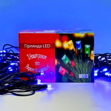 Гірлянда Xmas LED 100L 3.3 B Синя 10 метрів Вулична +з'єднання чорний дріт