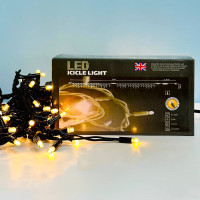 Гірлянда Xmas LED 120 3.3 Line Short curtain (Бурульки/Бахрома) WW Теплий білий 5 метрів Вулична (Чорний дріт) від 220V