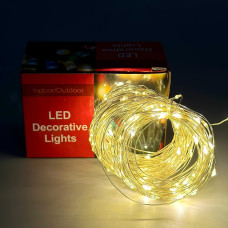 Світлодіодна гірлянда Xmas Крапля роси 100 Led 10m на мідному дроті Теплий та білий від батарейок+USB