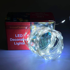 Гірлянда Крапля роси 100 Led 10m Білий на мідному дроті від батарейок від USB