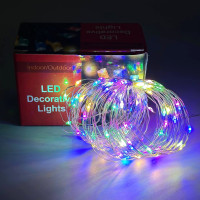 Світлодіодна гірлянда Xmas Крапля роси 100 Led 10m на мідному дроті Мультикольорова від батарейок+USB