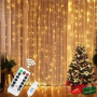 Світлодіодна гірлянда Xmas Водоспад 3m*2m 240 Led (12 pcs) Теплий на мідному дроті USB з пультом