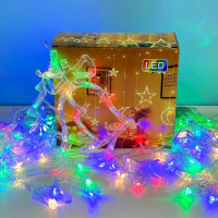 Світлодіодна гірлянда Xmas Штора дзвіночок, ялинка, олень, зірки (3.5m*1m,138LED) Мультикольорова від 220V