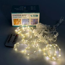 Гірлянда Водоспад 3m*1m (10pcs) на мідному дроті Теплий від USB з пультом