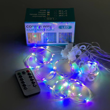 Гірлянда Водоспад 3m*1m (10pcs) на мідному дроті Мультикольорова від USB з пультом