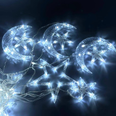 Гірлянда (Штора) Stars and Moon (4m*0,4m) білий від 220V з конектором