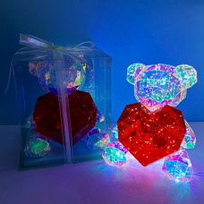 Світлодіодний нічник Teddy with heart red 30cm design №1 USB (з упаковкою)