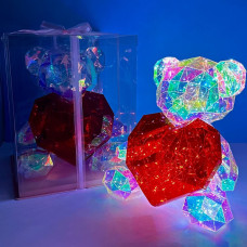 Світлодіодний нічник Teddy with heart red 40cm design №1 USB (з упаковкою)