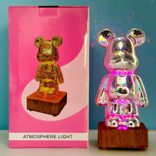 Нічник 3D Bearbrick Феєрверк KX197XX (RGB+Warm Light, від USB 5V) (19.7см)