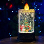 Новорічний нічник XMAS Свічка з сніговиком WLD-23016B з блискітками та музикою (від мережі, 3*ААА) 25см