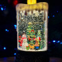 Новорічний нічник XMAS Свічка з сніговиком WLD-23016B з блискітками та музикою (від мережі, 3*ААА) 25см