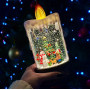 Новорічний нічник XMAS Свічка з сніговиком WLD-23016B з блискітками та музикою (від мережі, 3*ААА) 25см