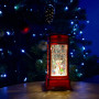 Новорічний нічник XMAS Телефонна будка WLD-2102B з блискітками та музикою (від мережі, 3*АА) 19.5см