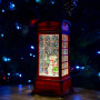 Новорічний нічник XMAS Телефонна будка WLD-2102B з блискітками та музикою (від мережі, 3*АА) 19.5см