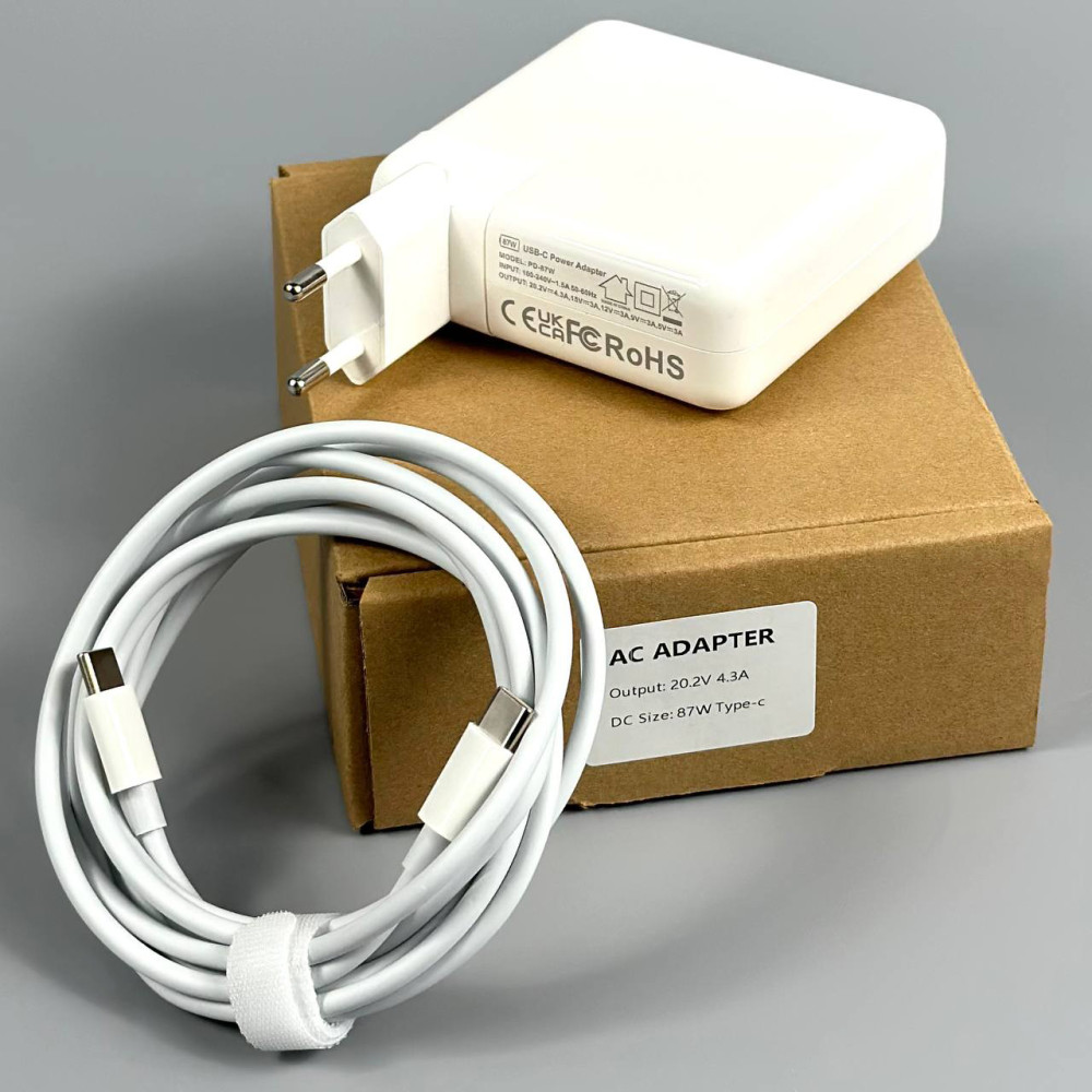 Мережевий зарядний пристрій для ноутбука 87W, 20.2V, 4.3A Type-C to Type-C 1.9m
