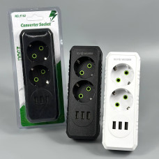 Мережевий розгалужувач із заземленням F102 3USB 2 розетки 2500W, 10A