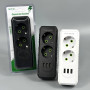 Мережевий розгалужувач із заземленням F102 3USB 2 розетки 2500W, 10A