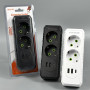 Мережевий розгалужувач із заземленням F103 2USB+Type-C 2 розетки 2500W, 10A
