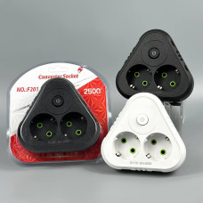 Мережевий розгалужувач із заземленням F201 2 розетки 2500W, 10A