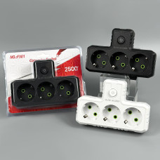 Мережевий розгалужувач із заземленням F301 3 розетки 2500W, 10A