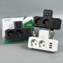 Мережевий розгалужувач із заземленням F302 3USB 2 розетки 2500W, 10A