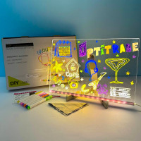 Світлодіодна дошка для малювання та нічник DIY Lamp з USB + фломастери (20*30 см)