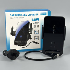 Holder SD06 з висувним кабелем Type-C та бездротовою зарядкою 15W (+конектори Micro, Type-C)