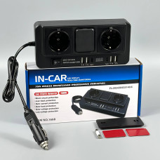 Автомобільний інвертор in-car 1668 150W (AC 2*220V, 4*USB, 2*Type-C, DC12V-24V)