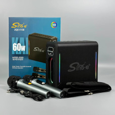 Колонка Sing-e ZQS V100 Karaoke з 2ма мікрофонами 60W, 4000mAh (18,0*17,5*8,5 см)