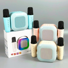 Колонка A31 (з 2-ма мікрофонами, Bluetooth, 800 mAh, USB, SD та підсвіткою) (11*11*6,5см)