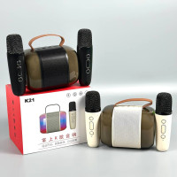 Колонка K21-2 з 2-ма мікрофонами, Bluetooth, SD, FM та підсвіткою (12,5*9,5*9,5см)