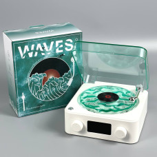 Колонка-нічник WAVES KW-03 у вигляді громофона (з проекцією хвилі, годинником та дисплеєм, Bluetooth) (14*14*6,5см)