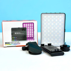Портативне відеосвітло M16 RGB з затискачем для фіксації 1500mAh 3000-9900K (10,5*7,5 см)