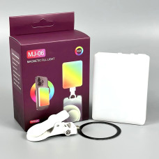 Портативне відеосвітло MJ-06 RGB+Warm White Light з кліпсою для фіксації, Magnetic 1000mAh 3000-7000K (11*9см)