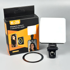 Портативне відеосвітло K-29 (з 2-ма видами кріплення, Magnetic) 1000mAh 3000-6500K (7*7см)