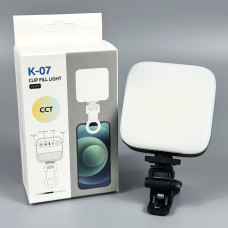 Портативне відеосвітло K-07 з кліпсою для фіксації 1500mAh 3000-6500K (7,5*7,5см)