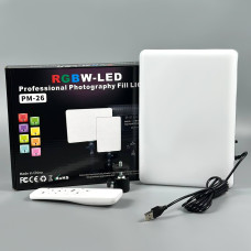 Прямокутна LED лампа PM-26 RGB+Warm and White з пультом, від USB 3000-6500K (Ra96+) (24,0*17,0 см)