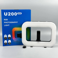 Студійна лампа U200 RGB+Warm-White з тримачем та пультом для телефону 3600mAh, 20W (29*22cм)