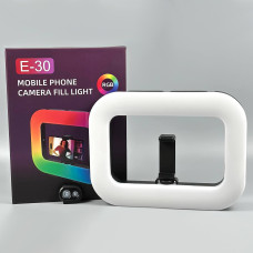 Студійна лампа E-30 RGB+Warm-White з тримачем та пультом для телефону 3600mAh, 20W (28*21cм)