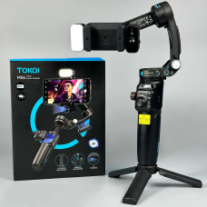 Стабілізатор відеозйомки TOKQI M06 AI Follow Camera, Триосьовий стедікам (з мікрофоном та led лампою) 18cm